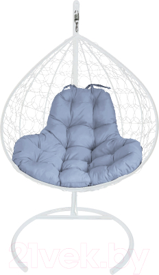 Кресло подвесное M-Group XL / 11120109 (белый ротанг/серая подушка) - фото