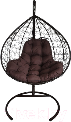 Кресло подвесное M-Group XL / 11120405 (черный ротанг/коричневая подушка) - фото