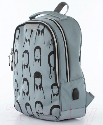 Школьный рюкзак Ecotope Kids Венсдей / 057-22003/1-21-GRY (серый)