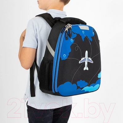 Школьный рюкзак Ecotope Kids Самолет / 057-540-153-CLR (Dark Color)