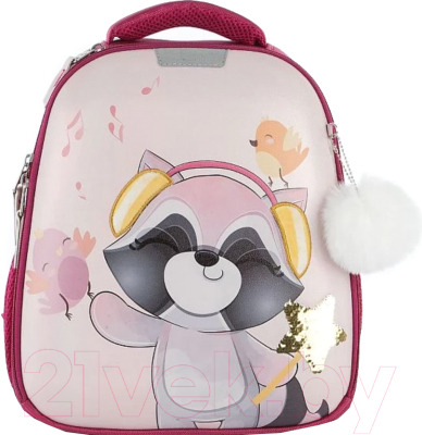 Школьный рюкзак Ecotope Kids Енот / 057-540Y-16-CLR (фуксия) - фото
