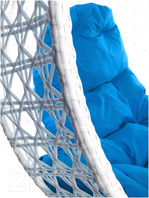 Кресло подвесное M-Group Для двоих Люкс / 11510110 (белый ротанг/синяя подушка)