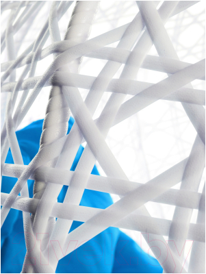 Кресло подвесное M-Group Для двоих Люкс / 11510110 (белый ротанг/синяя подушка)