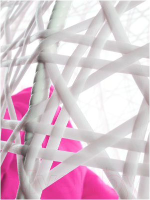 Кресло подвесное M-Group Для двоих Люкс / 11510108 (белый ротанг/розовая подушка)