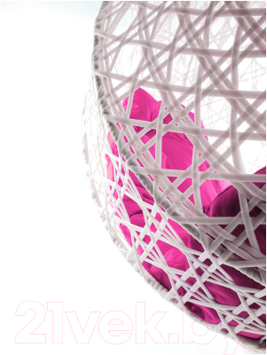 Кресло подвесное M-Group Для двоих Люкс / 11510108 (белый ротанг/розовая подушка)