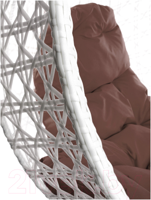 Кресло подвесное M-Group Для двоих Люкс / 11510105 (белый ротанг/коричневая подушка)
