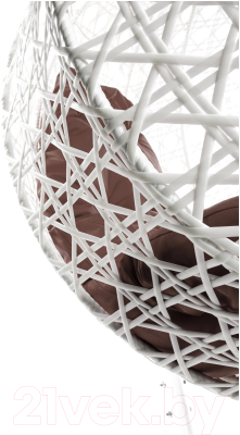 Кресло подвесное M-Group Для двоих Люкс / 11510105 (белый ротанг/коричневая подушка)