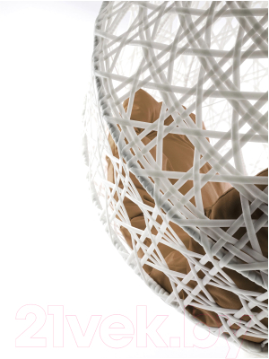 Кресло подвесное M-Group Для двоих Люкс / 11510101 (белый ротанг/бежевая подушка)