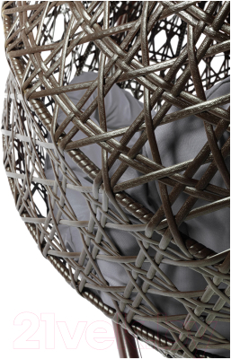 Кресло подвесное M-Group Для двоих Люкс / 11510209 (коричневый ротанг/серая подушка)