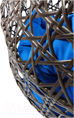 Кресло подвесное M-Group Для двоих Люкс / 11510210 (коричневый ротанг/синяя подушка)