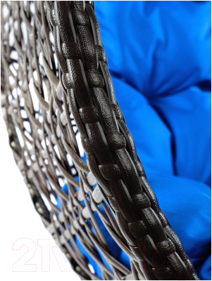 Кресло подвесное M-Group Для двоих Люкс / 11510210 (коричневый ротанг/синяя подушка)