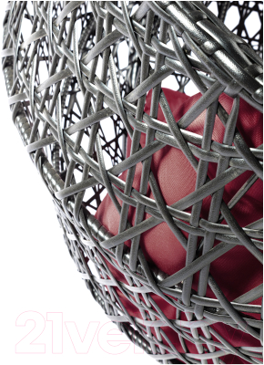 Кресло подвесное M-Group Для двоих Люкс / 11510402 (черный ротанг/бордовая подушка)