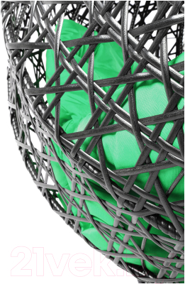 Кресло подвесное M-Group Для двоих Люкс / 11510404 (черный ротанг/зеленая подушка)