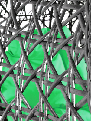 Кресло подвесное M-Group Для двоих Люкс / 11510404 (черный ротанг/зеленая подушка)