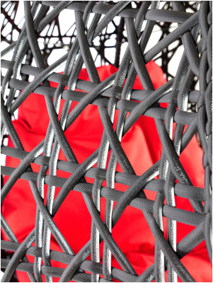 Кресло подвесное M-Group Для двоих Люкс / 11510406 (черный ротанг/красная подушка)