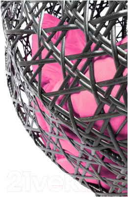 Кресло подвесное M-Group Для двоих Люкс / 11510408 (черный ротанг/розовая подушка)