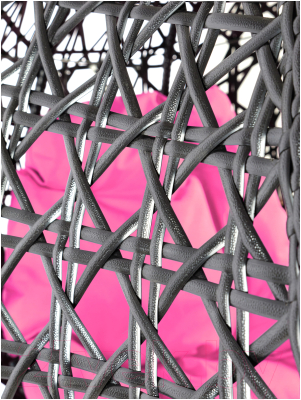 Кресло подвесное M-Group Для двоих Люкс / 11510408 (черный ротанг/розовая подушка)