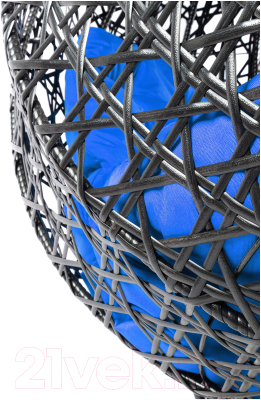 Кресло подвесное M-Group Для двоих Люкс / 11510410 (черный ротанг/синяя подушка)