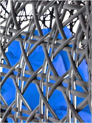 Кресло подвесное M-Group Для двоих Люкс / 11510410 (черный ротанг/синяя подушка)