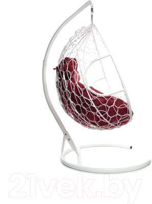 Кресло подвесное M-Group Для двоих / 11450102 (белый ротанг/бордовая подушка)