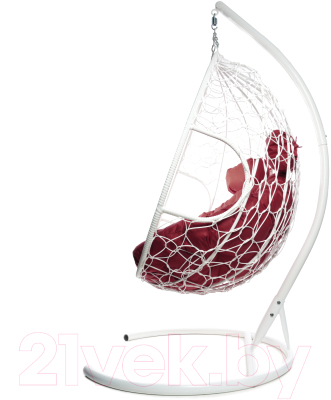 Кресло подвесное M-Group Для двоих / 11450102 (белый ротанг/бордовая подушка)