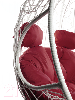 Кресло подвесное M-Group Для двоих / 11450102 (белый ротанг/бордовая подушка)