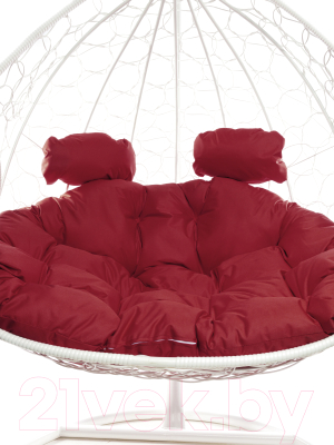 Кресло подвесное M-Group Для двоих / 11450102 (белый ротанг/бордовая подушка)