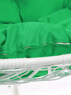 Кресло подвесное M-Group Для двоих / 11450104 (белый ротанг/зеленая подушка)