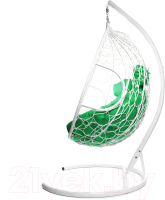 Кресло подвесное M-Group Для двоих / 11450104 (белый ротанг/зеленая подушка)