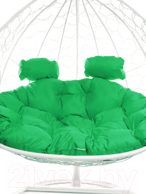 Кресло подвесное M-Group Для двоих / 11450104 (белый ротанг/зеленая подушка)
