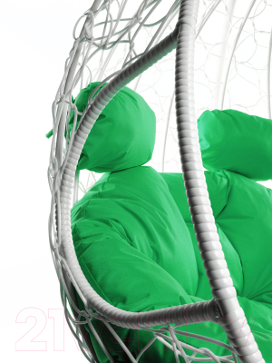 Кресло подвесное M-Group Для двоих / 11450104 (белый ротанг/зеленая подушка)