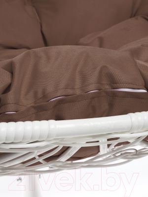 Кресло подвесное M-Group Для двоих / 11450105 (белый ротанг/коричневая подушка)