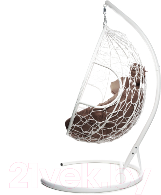 Кресло подвесное M-Group Для двоих / 11450105 (белый ротанг/коричневая подушка)