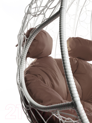 Кресло подвесное M-Group Для двоих / 11450105 (белый ротанг/коричневая подушка)