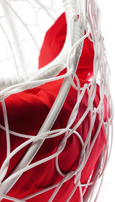 Кресло подвесное M-Group Для двоих / 11450106 (белый ротанг/красная подушка)