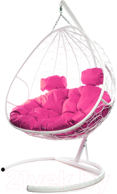 Кресло подвесное M-Group Для двоих / 11450108 (белый ротанг/розовая подушка)
