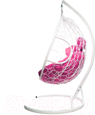 Кресло подвесное M-Group Для двоих / 11450108 (белый ротанг/розовая подушка)