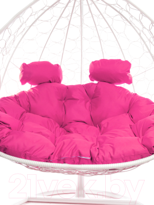Кресло подвесное M-Group Для двоих / 11450108 (белый ротанг/розовая подушка)