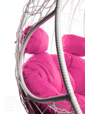 Кресло подвесное M-Group Для двоих / 11450108 (белый ротанг/розовая подушка)
