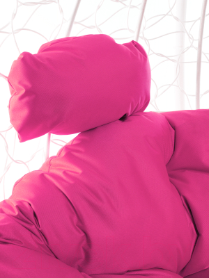 Кресло подвесное M-Group Для двоих / 11450108 (белый ротанг/розовая подушка)