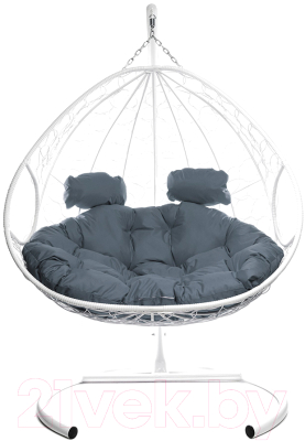 Кресло подвесное M-Group Для двоих / 11450109 (белый ротанг/серая подушка) - фото