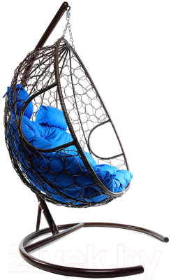 Кресло подвесное M-Group Для двоих / 11450210 (коричневый ротанг/синяя подушка)