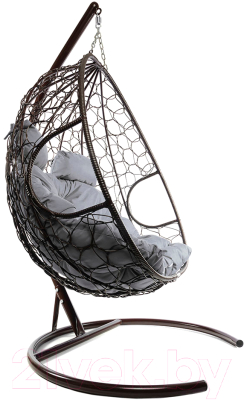 Кресло подвесное M-Group Для двоих / 11450209 (коричневый ротанг/серая подушка)