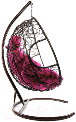 Кресло подвесное M-Group Для двоих / 11450208 (коричневый ротанг/розовая подушка)