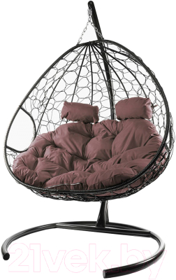 Кресло подвесное M-Group Для двоих / 11450205 (коричневый ротанг/коричневая подушка) - фото