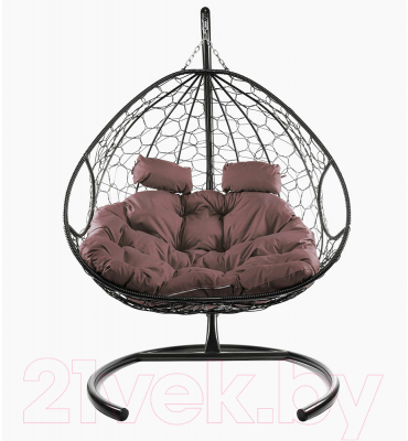 Кресло подвесное M-Group Для двоих / 11450205 (коричневый ротанг/коричневая подушка)