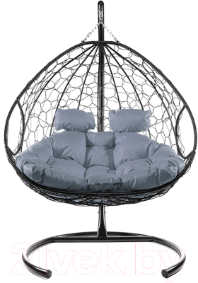 Кресло подвесное M-Group Для двоих / 11450409 (черный ротанг/серая подушка)
