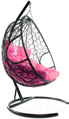 Кресло подвесное M-Group Для двоих / 11450408 (черный ротанг/розовая подушка)