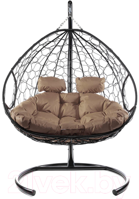 Кресло подвесное M-Group Для двоих / 11450405 (черный ротанг/коричневая подушка)