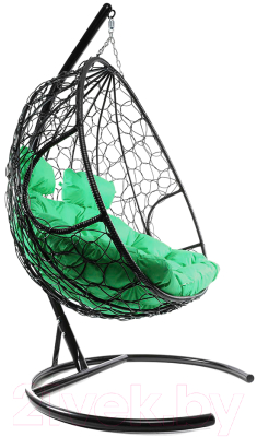 Кресло подвесное M-Group Для двоих / 11450404 (черный ротанг/зеленая подушка)
